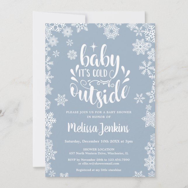 Invitación Cold Outside Boy Winter Baby Shower All In One (Anverso)