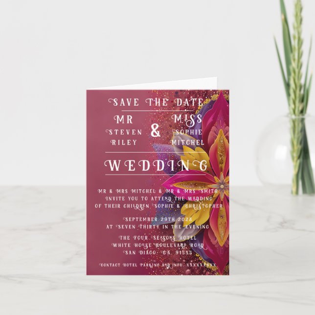 Invitación Colección Boda de elegancia floral rosa (Anverso)