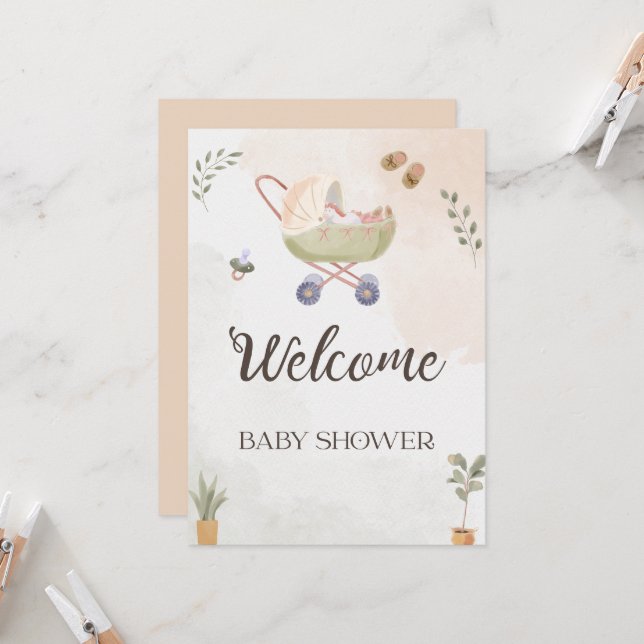 Invitación Colección de Baby Shower Dulces Comienzos (Anverso/Reverso In Situ)