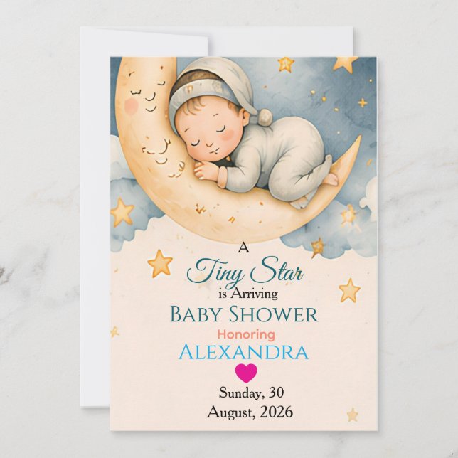 Invitación Colección de Baby Shower Tiny Star Is Arriving (Anverso)