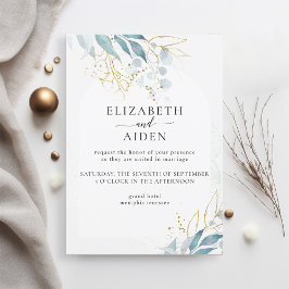 Invitación Colección de Boda Blanca Blue Gold (Imitar)