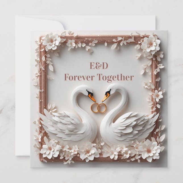Invitación 🕊️ Colección de Boda con Marco Floral de Corazón  (Anverso)