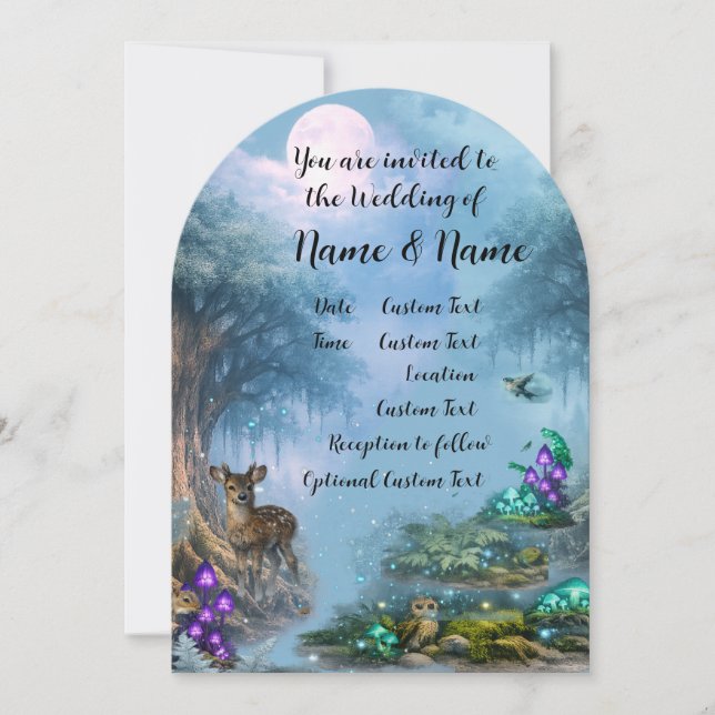 Invitación Colección de Boda Elegancia Bioluminiscente (Anverso)