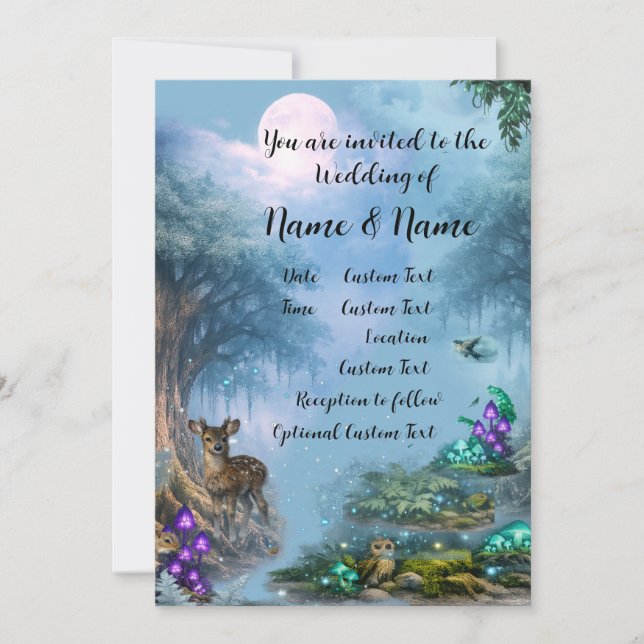 Invitación Colección de Boda Elegancia Bioluminiscente (Anverso)