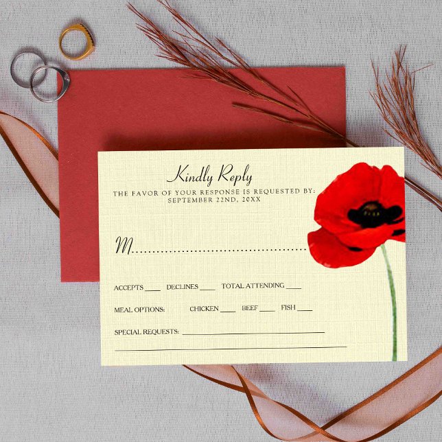 Invitación Colección de Boda Floral Amapolas Acuarela Rojos (Subido por el creador)