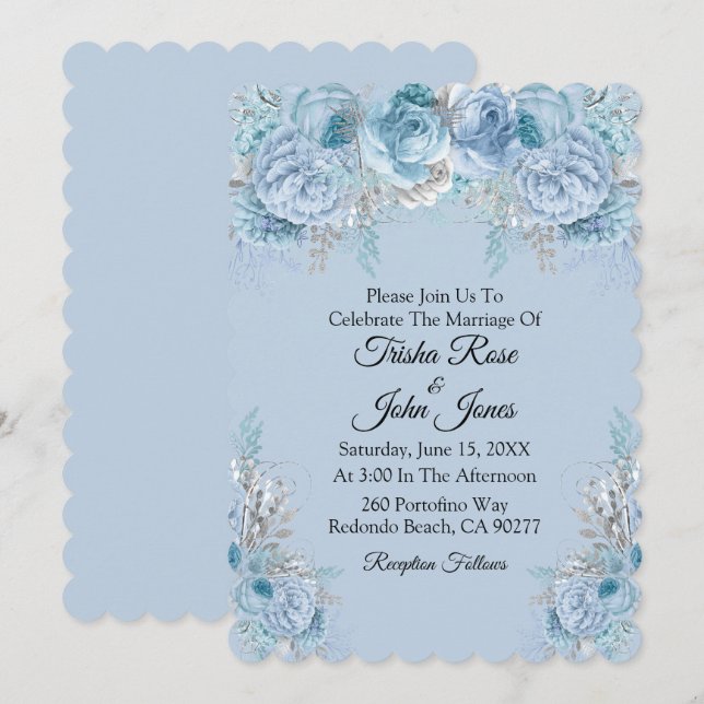 Invitación Colección de Bodas azules (Anverso / Reverso)