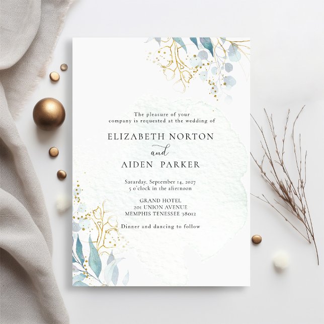 Invitación Colección de Bodas blancos Blue Gold (Imitat) (Subido por el creador)