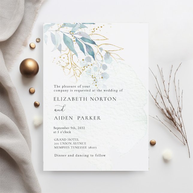 Invitación Colección de Bodas blancos Blue Gold (Imitat) (Subido por el creador)