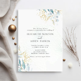 Invitación Colección de Bodas blancos Blue Gold (Imitat)