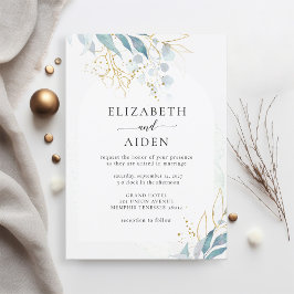 Invitación Colección de Bodas blancos de oro azul (imitar)