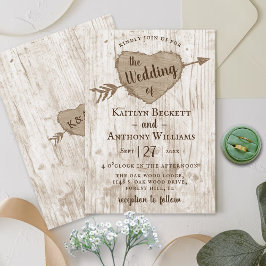 Invitación Colección de Bodas de árbol del corazón tallado