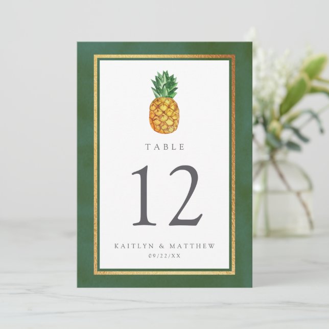Invitación Colección de Bodas de piña tropical (Anverso de pie)