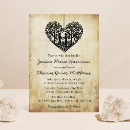 Invitación Colección de bodas de vintage de árbol del corazón