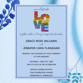 Invitación Colección de Bodas del mismo sexo con tema azul LO