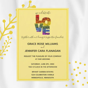 Invitación Colección de Bodas del mismo sexo con temas amaril
