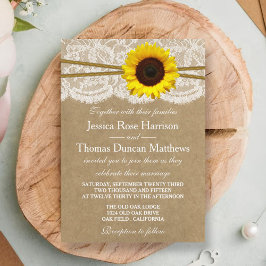 Invitación Colección de Bodas Kraft, Lace & Sunflower