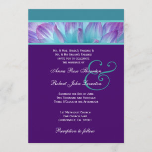 Invitación Colección de Bodas PURPLE y AQUA DAHLIA 001