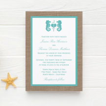 Colección de Bodas Turquoise Seahorse Burlap Beach