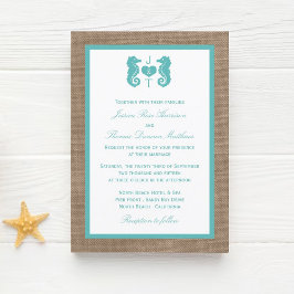 Invitación Colección de Bodas Turquoise Seahorse Burlap Beach