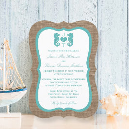 Invitación Colección de Bodas Turquoise Seahorse Burlap Beach