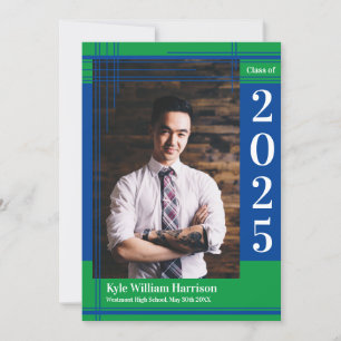 Invitación Colección de color azul de la Escuela Verde. Foto