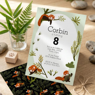 Invitación Colección de Cumpleaños del Panda Rojo, Animal del