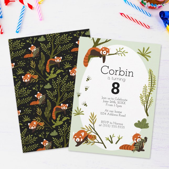 Invitación Colección de Cumpleaños del Panda Rojo, Animal del (Subido por el creador)