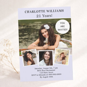 Invitación Colección de fotos de lavanda de la fiesta de cump