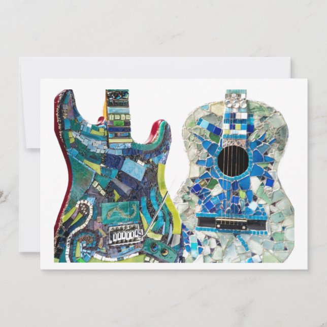 Invitación Colección de Guitarras Mosaic Boho Chic (Anverso)