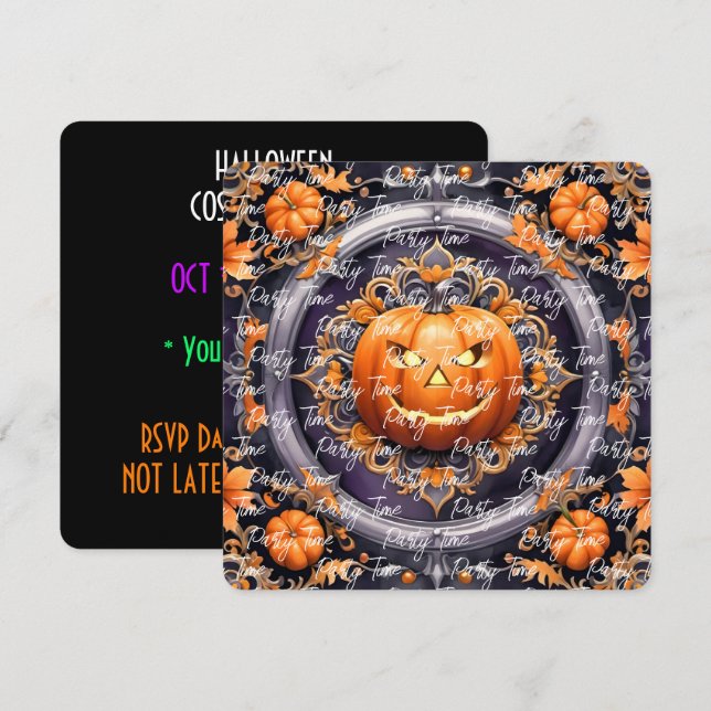 Invitación Colección de otoño de calabaza de moda de Hallowee (Anverso / Reverso)