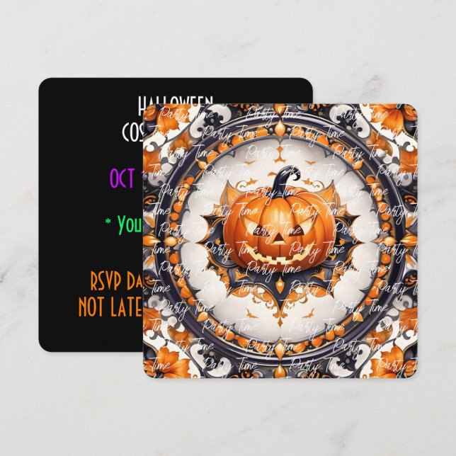 Invitación Colección de otoño de Halloween, calabaza de moda (Anverso / Reverso)