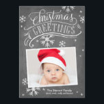 Invitación Colección de saludos de Chalkboard<br><div class="desc">Esta tarjeta fotográfica de vacaciones cuenta con letras a mano y obras de arte de caligrafía sobre un fondo de pizarra de moda con copos de nieve.</div>