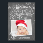 Invitación Colección de saludos de Chalkboard<br><div class="desc">Esta tarjeta fotográfica de vacaciones cuenta con letras a mano y obras de arte de caligrafía sobre un fondo de pizarra de moda con copos de nieve.</div>