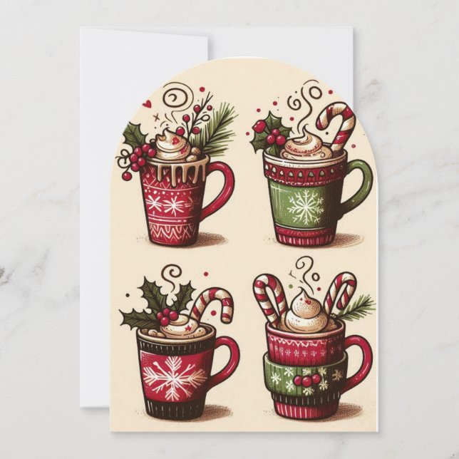 Invitación Colección de tazas de café festivas, Navidades dec (Anverso)