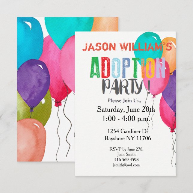 Invitación Colección del fiesta de la adopción (Anverso / Reverso)