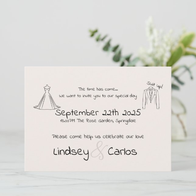 Invitación Colección elegante y moderna de boda Silhouette (Anverso de pie)