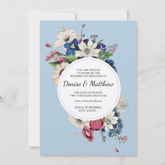 Invitación Colección eterna en azul Omphalodes (Anverso)