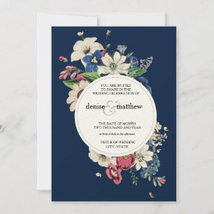 Invitación Colección Eterna Noche Polar Azul, Letras Doradas 