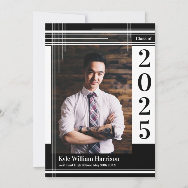 Invitación Colección fotográfica de color blanco negro (Anverso)