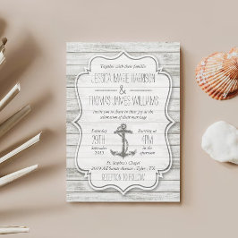 Invitación Colección Nautical Whitewashed Wood Beach Wedding