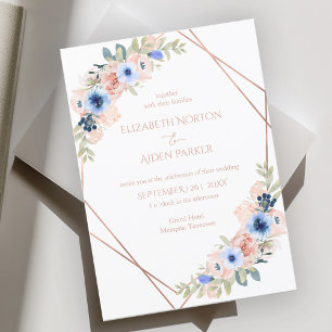 Invitación Colección Peach Blue White Boda
