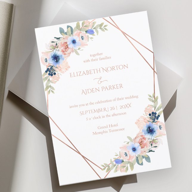 Invitación Colección Peach Blue White Boda (Subido por el creador)