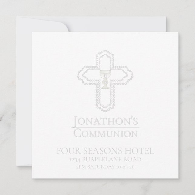 Invitación Colección Personalizada de Cruz de Comunión para N (Anverso)