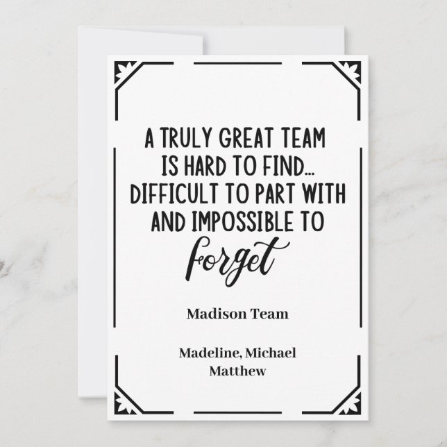 Invitación Colega de trabajo personalizado que deja el equipo (Anverso)