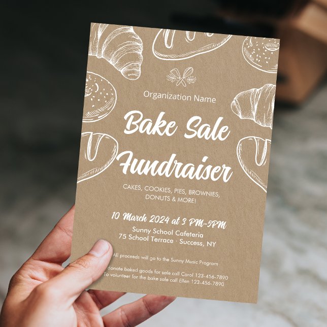 Invitación Colegio de la Iglesia de la Escuela de Recaudación (Bake Sale Fundraiser Church School Announcement)