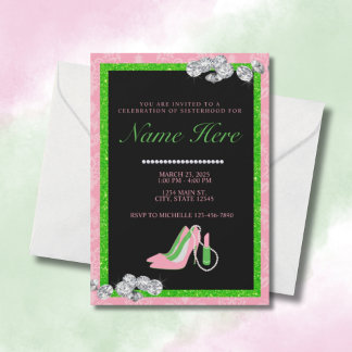 Invitación Colegio Sorority Green Pink Bienvenidos A La Herma