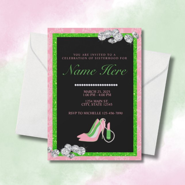 Invitación Colegio Sorority Green Pink Bienvenidos A La Herma (Subido por el creador)