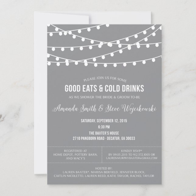 Invitación colgante de la ducha de los pares de (Anverso)