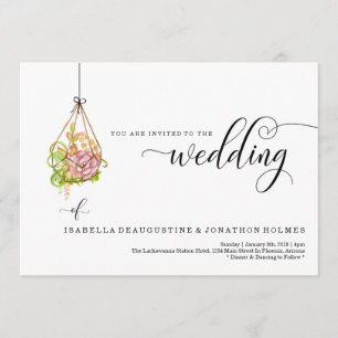 Invitación colgante suculenta de la boda del