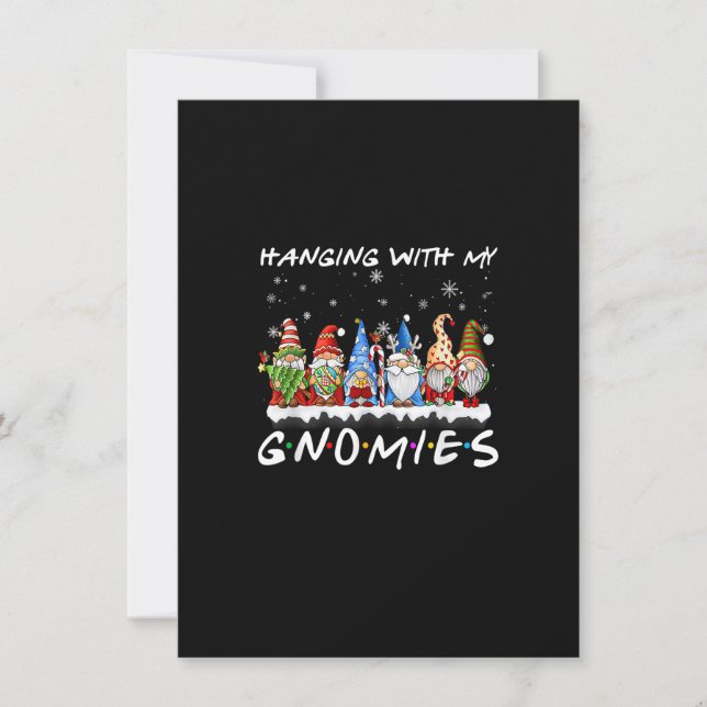 Invitación Colgar con mis Navidades de gnomies Familia Pajama (Anverso)